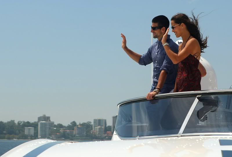 Photos: Ana Ivanovic and Novak Djokovic on a yacht on the Swan River in Perth