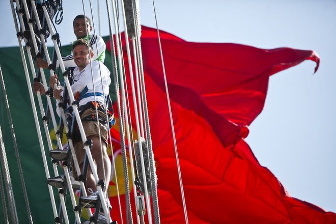 Photos: Soderling and Tsonga Play Tennis on the NRP Sagres, a ship of the Portuguese Navy