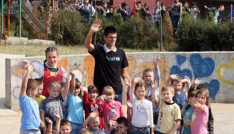 Photos: Novak Djokovic visits preschool in Serbia