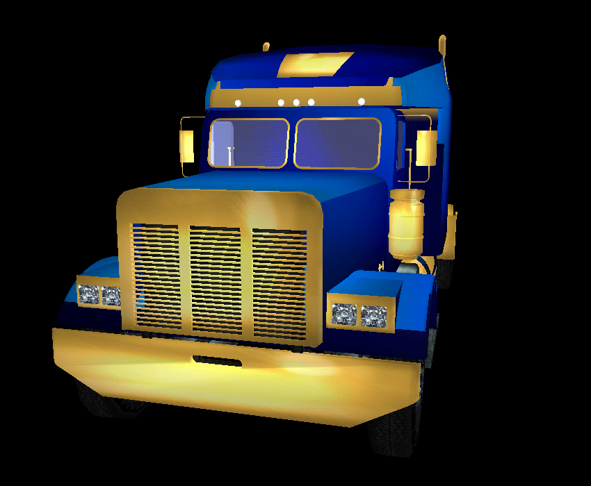 (RB71) Big Rig Tractor Semi Highway Truck - Blue n Gold!
