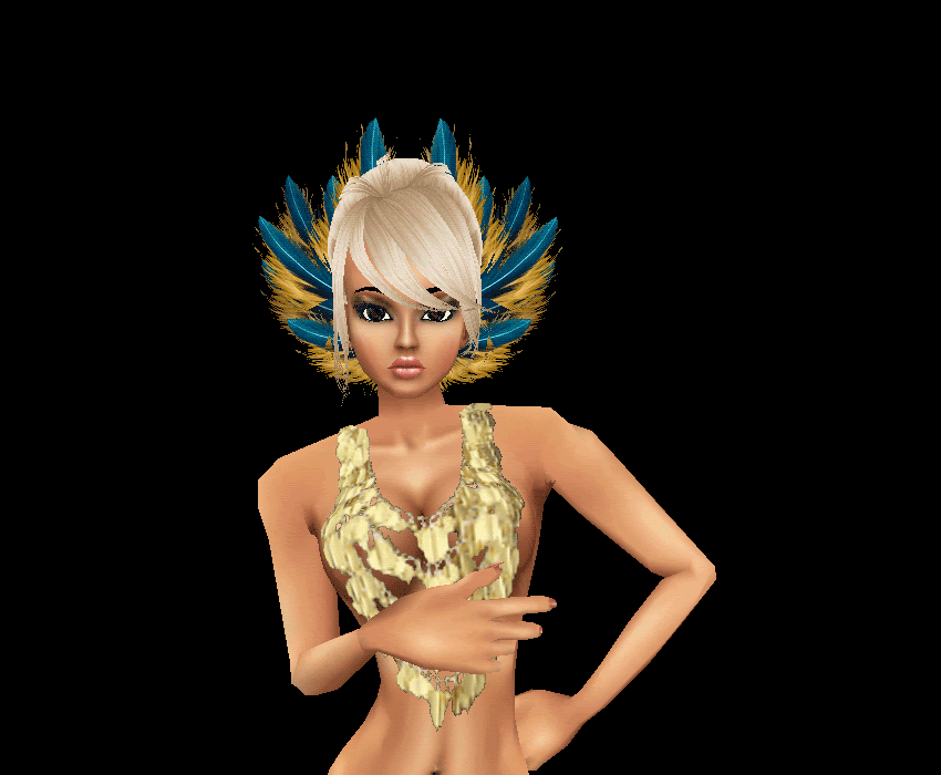 (RB71) Showgirl Feather Headdress #1 - Blue n Gold!