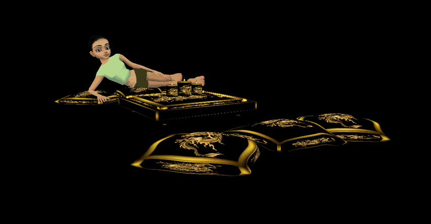 (RB71) Luxurious Pillow Seating for the Floor w/ Golden Dragons!