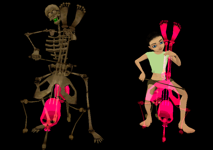 (RB71) Skeleband Cello Player w/Matching Pose!