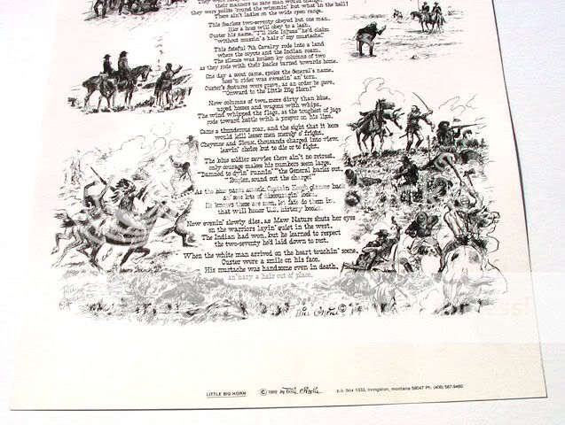 Little Big Horn Poem Sketches Bill ONeil Poster 17X11  